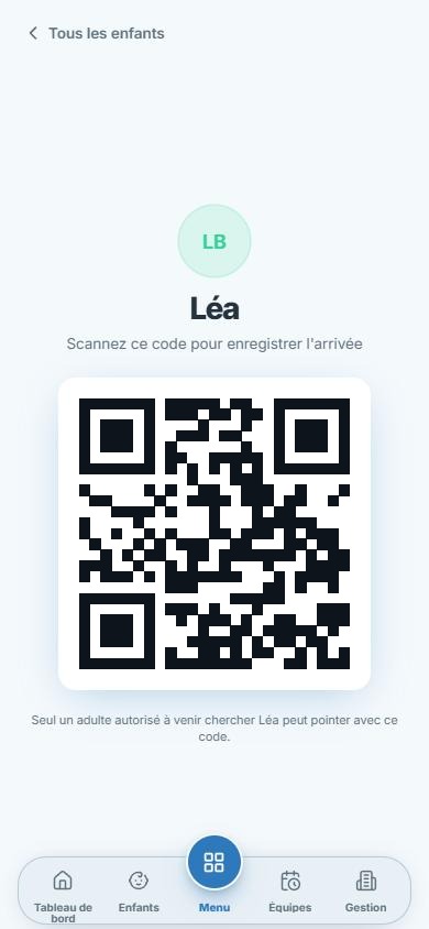 Le code du jour d'un enfant sur la tablette d'entrée